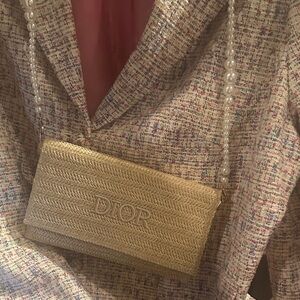 CHRISTAN DIOR. Rattan RAFFIA WOVEN CLUTCH /or pearl crossbody.  Ensemble